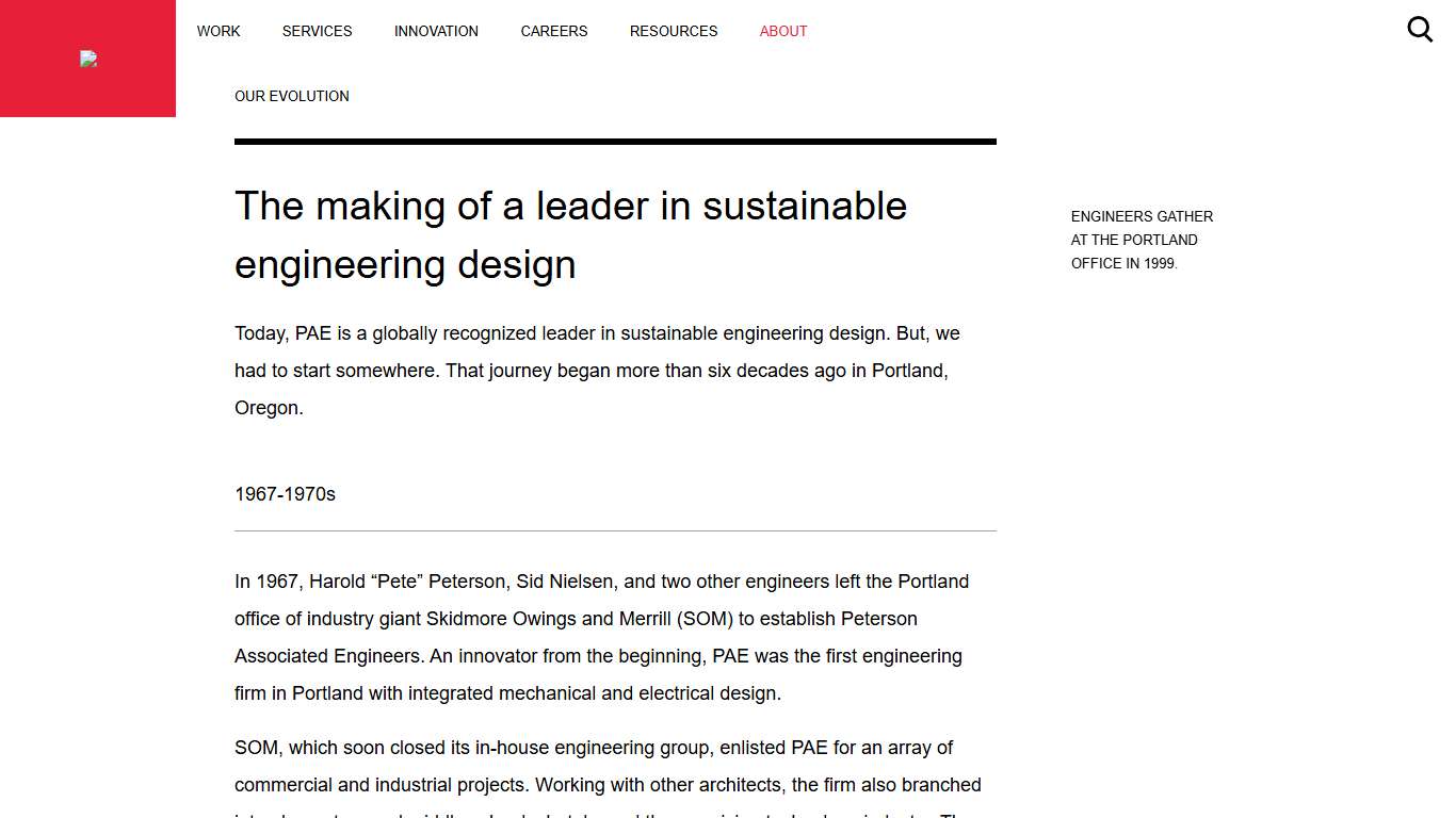 Leaders in Sustainable Engineering Design PAE Our Firm's Evolution